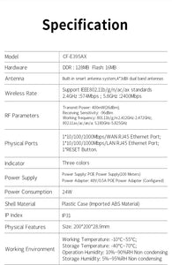 COMFAST AX3000 WiFi6 Ceiling AP Wireless Wall-mounted Router Extender Dual band High Speed Full Gigabit Ports 48V POE Wi-Fi Amplifier