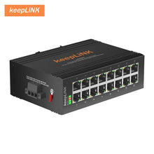 Load image into Gallery viewer, KeepLiNk Industrial 16-Port 10/100M Megabit DIN-Rail Ethernet Switch, Fanless, dual-power input, IP40 32G switching, KP-9000-45-16TX
