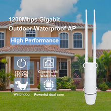 Load image into Gallery viewer, KuWFi AC1200 Outdoor CPE Router 1200Mbps 2.4G 5G Dual Band WiFi Gigabit RJ45 Port Detachable Antennas 48V POE
