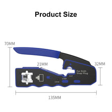 Load image into Gallery viewer, ONTi RJ45 Pass Through Crimper Tool and Rj45 Connector, Ethernet Crimper Crimping Tool Wire Stripper Cutter for Cat6a Cat5
