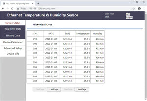 Temperature and Humidity Sensor rs485 rj45 ethernet web server IoT humidity data logger PoE server room network data center