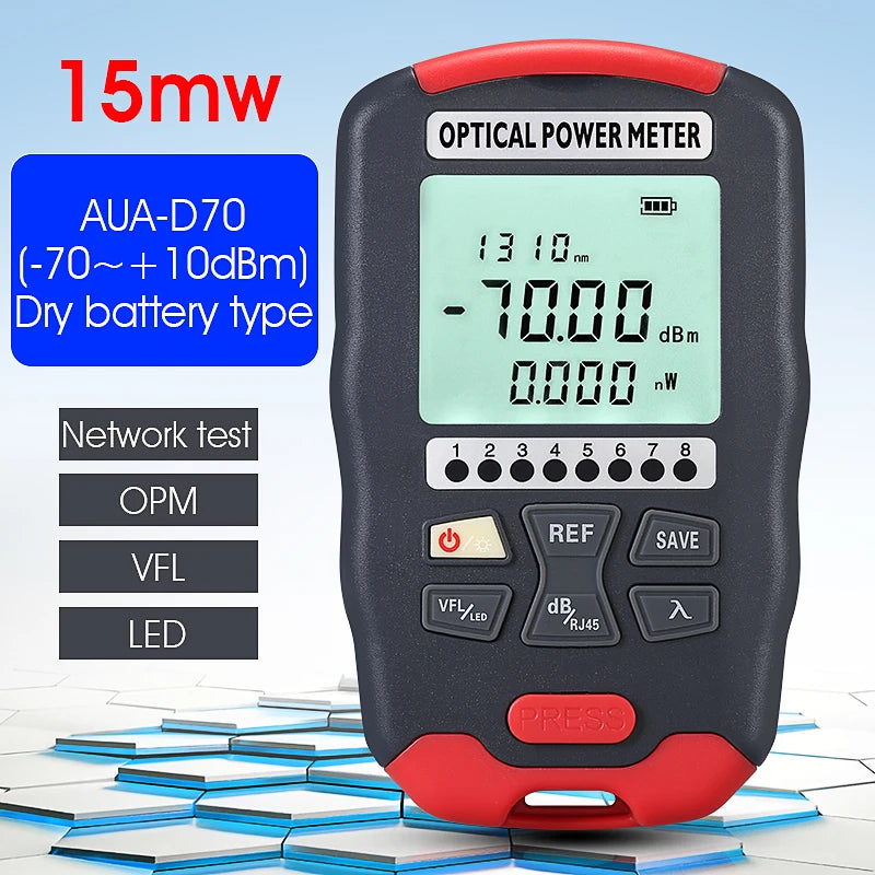 COMPTYCO AUA-DC70 Optical Power Meter -70~+10dBm 4 in 1 OPM Multifunction Fiber Network Cable Tester VFL 15-30MW(optional)