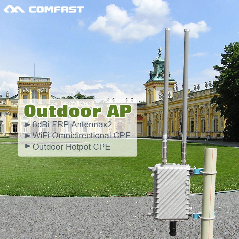 COMFAST CF-WA900 V2 1750Mbps Outdoor WiFi Dual Band High Power Wireless Base Station Broadband Amplifiers OMNI-DIRECTIONAL 3-5KM Long-range Coverage