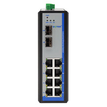 Load image into Gallery viewer, UOTEK Industrial 10 Ports Managed Gigabit Ethernet DIN-rail Switch IP40 Protection rating Support IEEE 802.1Q VLAN UT-6410GCM-8GT2GP
