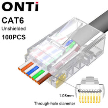 Load image into Gallery viewer, ONTi RJ45 Pass Through Crimper Tool and Rj45 Connector, Ethernet Crimper Crimping Tool Wire Stripper Cutter for Cat6a Cat5
