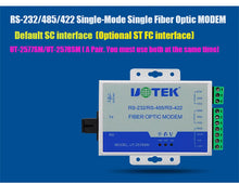 Load image into Gallery viewer, UOTEK 2pcs Fiber Transceiver RS232 RS485 RS422 20KM SC Port RS-232 RS-485 RS-422 to Fibre-optical Converter UT-2577SM+UT-2578SM
