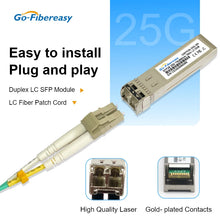 Load image into Gallery viewer, 25Gb SR SFP28 Optical Module Multi-mode 25GBASE-SR 850nm 100m Dual LC SFP+ Transceiver For Mellanox,Intel,Mikrotik,Fiber Switch
