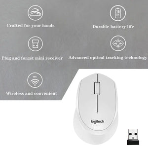 Logitech M330 Wireless Mouse Gaming Esports Peripheral 2.4GHz USB1000DPI 3 Buttons Optical Mouse Adjustable for Laptops PC