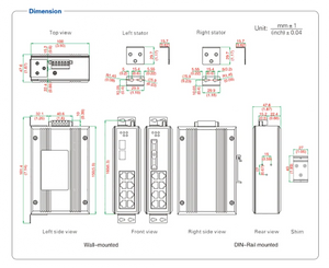 UOTEK 8 Ports 10/100/1000M RJ45 2 Layer Unmanaged Industrial Ethernet Switch DIN-Rail 2 Fiber SFP SC UT-60010G