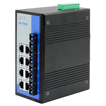 Load image into Gallery viewer, UOTEK 12 Ports 100M Unmanaged Ethernet DIN-rail Switch with IP40 Protection 10/100/1000Mbps incl 4 Gigabit fiber UT-60408F-8T4SC-BNF
