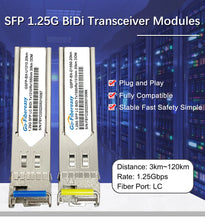 Load image into Gallery viewer, Gigabit SFP BiDi LC Transceiver Module 3/10/20/40/80/100km 1000Base-BX WDM SFP Optical Module for Mikrotik/TP-Link/Zyxel
