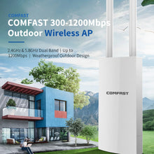 Load image into Gallery viewer, COMFAST 300/1200Mbps Outdoor Wireless AP 2.4/5.8G WiFi Router 48V 0.32A POE Wi-Fi Bridge Repeater Antenna

