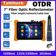 Load image into Gallery viewer, Fiber Optic Reflectometer MOT-73 OTDR 1310/1550nm 1610nm 28/26/24dB 7" Touch Screen VFL OLS OPM Event Map Ethernet Cable Tester
