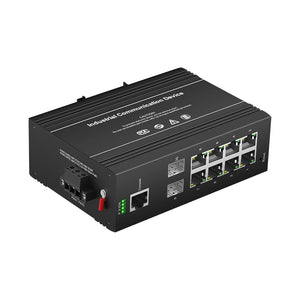 Bullscom Industrial 8-Port Gigabit PoE+ Switch 240W Budget, 2 SFP Managed DIN-Rail IP40 -40°C to 75°C, IEEE802.3af/at