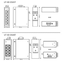 Load image into Gallery viewer, UOTEK Industrial Grade 100M 5 8 Ports Network Unmanaged Ethernet Switch Full Half Duplex DIN-rail -40℃ to 85℃ UT-60-DSA5T DSA8T

