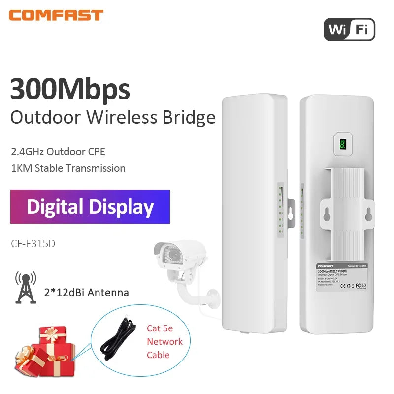 Comfast Outdoor Access Point 900Mbps Long Range Extender CPE 5GHz Wireless Bridge Transmission 5-11KM WISP IP65 Waterproof
