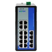 Load image into Gallery viewer, UOTEK 16 Ports 10/100M RJ45 2 Layer Unmanaged Industrial Ethernet Switch DIN-Rail with IP40 Rating 110/220VAC UT-60416F-16T-BNF
