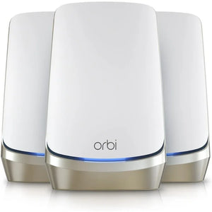 Orbi Quad-Band WiFi 6E Mesh System (RBKE963) - up to 200 Devices, 10 Gigabit Internet Port, AXE11000 802.11 AXE (Up to 10.8Gbps)