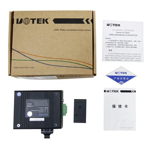 UOTEK UT-2602 10/100M 1 Optical Fiber 2 RJ45 Ports Industrial Ethernet Unmanaged Switch, 1x100Base-FX optical fiber, 2x10/100Base-T(X)