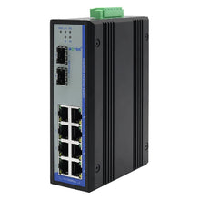 Load image into Gallery viewer, UOTEK 1000M Gigabit 10-Port Unmanaged Ethernet Switch Industrial DIN-rail Switch with Telecom Standards UT-60208F-8T-2GP-MNF
