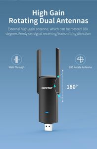 COMFAST Drive Free Gigabit Adapter 2.4G 5G Dual Band Network Card Support WPA3 MU-MIMO Wireless Dongle for Win 7/8/10/11