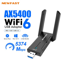 Load image into Gallery viewer, Newfast WiFi6 USB 3.0 Adapter AX5400 6G/5G/2G High Gain Antennas for PC Cle Network Card Receiver Extension Cable
