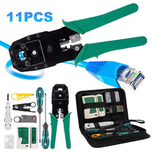 Load image into Gallery viewer, 11Pcs Portable LAN Network Tool Set Wear Resistant Computer Network Repair Tool Kit Crimping Maintenance Tool Set for Home Office
