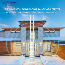 Load image into Gallery viewer, WAVLINK AC300/600/1200/AX1800/3000 Wireless Outdoor Router High Power Long Range AP/Repeater 2x7/8 dBi Directional Antennas
