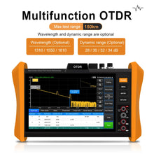 Load image into Gallery viewer, 8-Inch Touch Screen OTDR Tester Optic Fiber Live Test SC/UPC 150km Optical Reflectometer OPM OLS VFL Tester SC/UPC Connector
