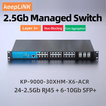 Load image into Gallery viewer, KeepLiNK KP-9000-30XHM-X6-ACR 30-Port Multi-Gigabit Managed Switch 24-2.5Gb Ethernet Ports and 6-Port 10Gb SFP+ Uplink
