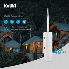 Load image into Gallery viewer, KuWFi 4G Outdoor WiFi Router 300Mbps Waterproof 4G SIM Card Router Wide Range Wireless Internet Hotspot Support 64 Users
