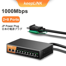 Load image into Gallery viewer, KeepLiNK 10-Port Gigabit Switch with 8-PoE and 2-RJ45 for Uplink Unmanaged Plug and Play 14.88Mpps Forwarding KP-9000-208GP

