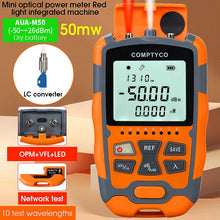 Load image into Gallery viewer, COMPTYCO AUA-M50 Mini OPM 4 in 1 Multifunction Optical Power Meter Visual Fault Locator Network Cable Test optical fiber tester
