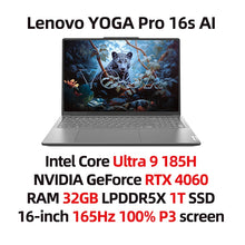 Load image into Gallery viewer, Lenovo YOGA Pro 16s AI 2024 Slim Laptop Intel Ultra 9 185H NVIDIA GeForce RTX 4060 32G 1T SSD 16inch 165Hz Screen
