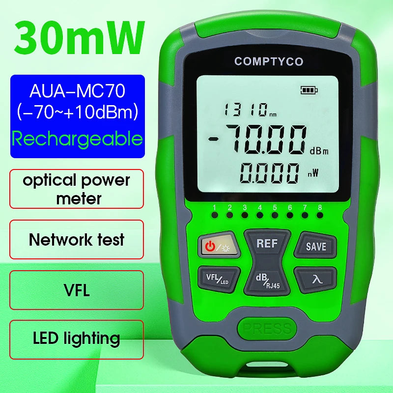 COMPTYCO AUA-MC70 Optical Power Meter -70~+10dBm 4 in 1 Multifunction OPM Fiber Network Cable Tester VFL 1-50MW(optional)