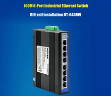 Load image into Gallery viewer, UOTEK 100M 8 Ports DIN-rail 2L Unmanaged Industrial Ethernet Network Switch, Auto 10/100Mbps, 8x 10/100BaseT (X), 12-48 VDC, UT-6408W
