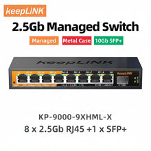 Load image into Gallery viewer, KeepLiNK 9-Port Multi-Gigabit Managed Ethernet Switch with 8-2.5Gb Ports and 1-10Gb SFP+ Uplink Fanless KP-9000-9XHML-X
