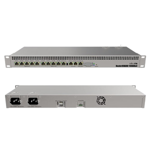MikroTik RB1100AHx4 13-port Gigabit router 1U rack, 13×10/100/1000, RouterOS L6, 4 cores CPU, 2-pin terminal, PoE-IN