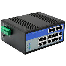 Load image into Gallery viewer, UOTEK 16 Ports 10/100M RJ45 2 Layer Unmanaged Industrial Ethernet Switch DIN-Rail with IP40 Rating 110/220VAC UT-60416F-16T-BNF
