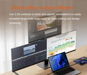 Tenda 2.5GbE Ethernet Switch 2.5GBASE-T 5 Port 2.5G RJ45 Fanless Plug and Play Network Switch Desktop Hub Internet Splitter
