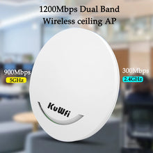 Load image into Gallery viewer, KuWFi Ceiling AP WiFi Router 1200Mbps WiFi Extender 11ac 2.4G&amp;5.8G Ceiling-mounted POE Adapter Wireless Access Point

