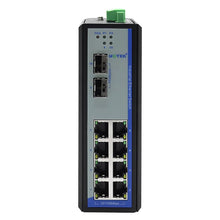 Load image into Gallery viewer, UOTEK 1000M Gigabit 10-Port Unmanaged Ethernet Switch Industrial DIN-rail Switch with Telecom Standards UT-60208F-8T-2GP-MNF
