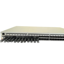 Load image into Gallery viewer, Brocade G720 series 64 port switch, 56 port activation, including 56 Brocade 64Gb/s shortwave multi-mode modules, port side intake

