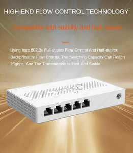 Tenda 2.5GbE Ethernet Switch 2.5GBASE-T 5 Port 2.5G RJ45 Fanless Plug and Play Network Switch Desktop Hub Internet Splitter