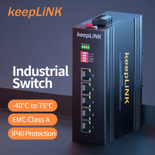 Load image into Gallery viewer, KeepLiNK Industrial 5-Port Gigabit Ethernet Switch Unmanaged Plug And Play 10/100/1000BASE-T Aluminum Housing IP40 KP-9000-65-5GT
