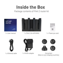 Load image into Gallery viewer, GL.iNet Flint 2 GL-MT6000 home/office router 4x2.4G + 5G, 8-Stream WiFi 6 technology,OpenWrt,2.5G Ethernet ports,Parental control
