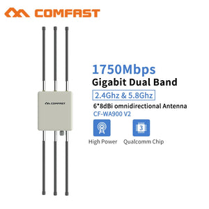 COMFAST CF-WA900 V2 1750Mbps Outdoor WiFi Dual Band High Power Wireless Base Station Broadband Amplifiers OMNI-DIRECTIONAL 3-5KM Long-range Coverage