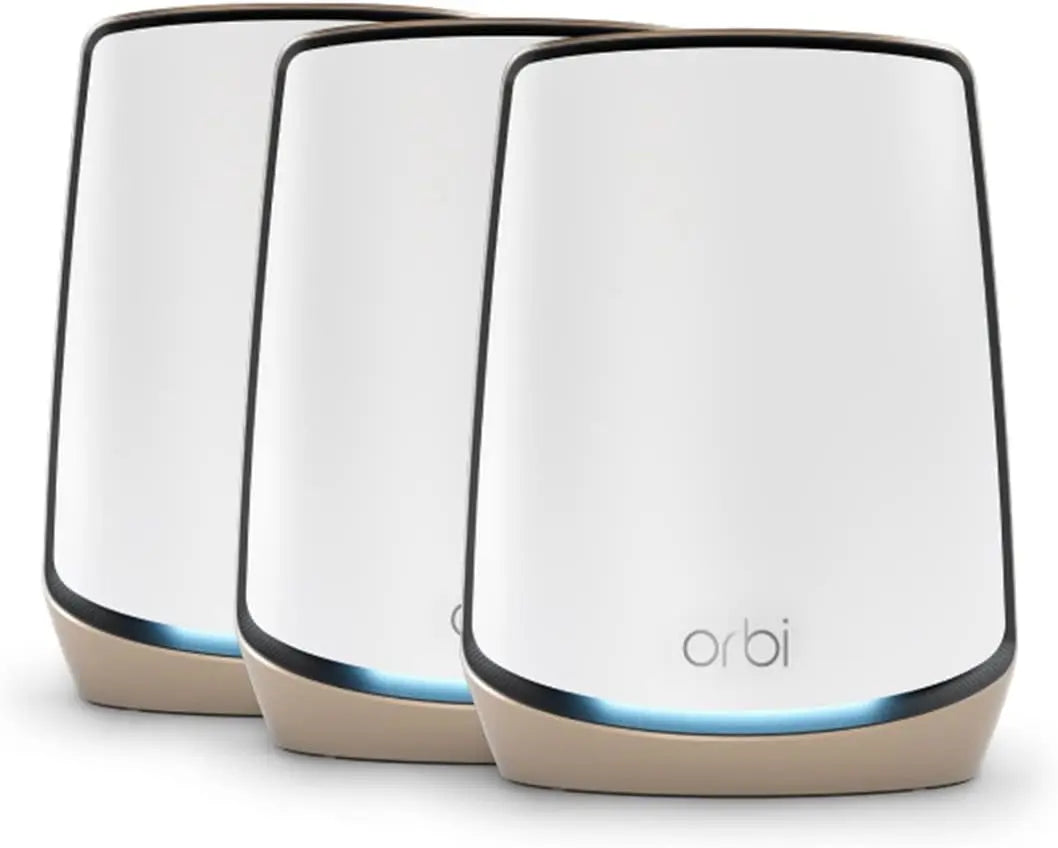 Orbi Tri-Band WiFi 6 Mesh Network System RBK863S – Router + 2 Satellite Extenders, Security Features, up to 6Gbps, Up to 8,000 sq.ft