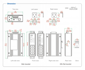UOTEK Industrial 100M 2 Layers 8 Ports RJ45 Network Managed POE Ethernet Switch 2 Gigabit Optical Fiber SC DIN-Rail UT-6428M