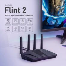Load image into Gallery viewer, GL.iNet Flint 2 GL-MT6000 home and office router 8-Stream WiFi 6 Technology,OpenWrt,2.5G Ethernet ports,Parental control
